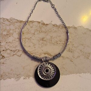 Elegant Silver and Black Pendant Necklace